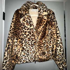 Rebecca Minkoff Cheetah Print Faux Fur Jacket